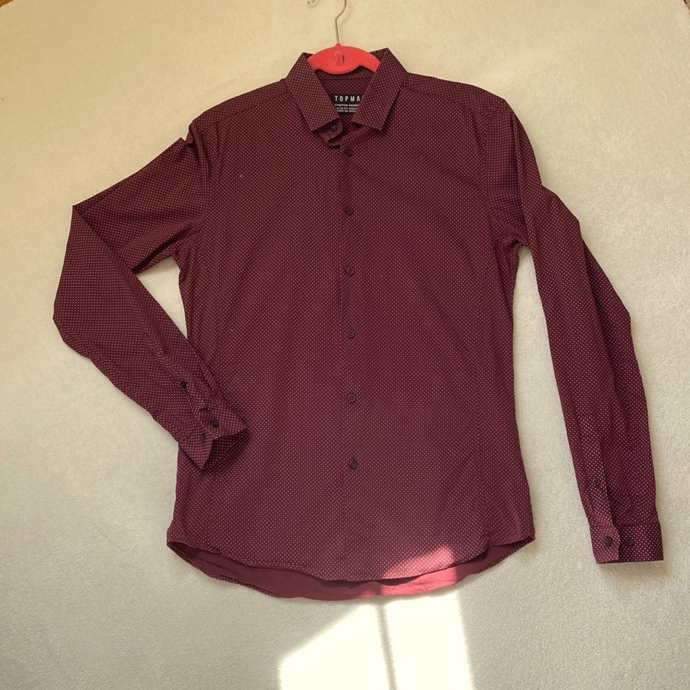 Topman US Med Burgundy with beige dots